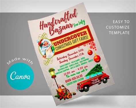 Holiday Craft Fair Flyer, Holiday Bazaar Flyer, Christmas Canva Flyer ...