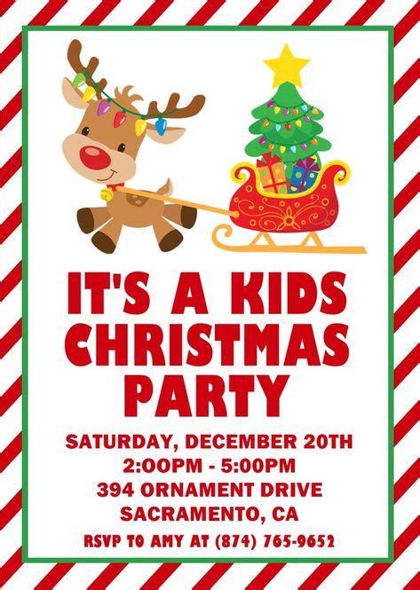 Kids Christmas Party Invitations (With images) | Kids christmas party, Christmas party ...