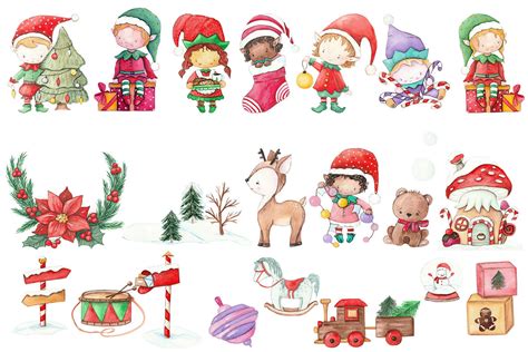 Santa Claus Helpers. Santa's Elf Clipart Christmas - Etsy