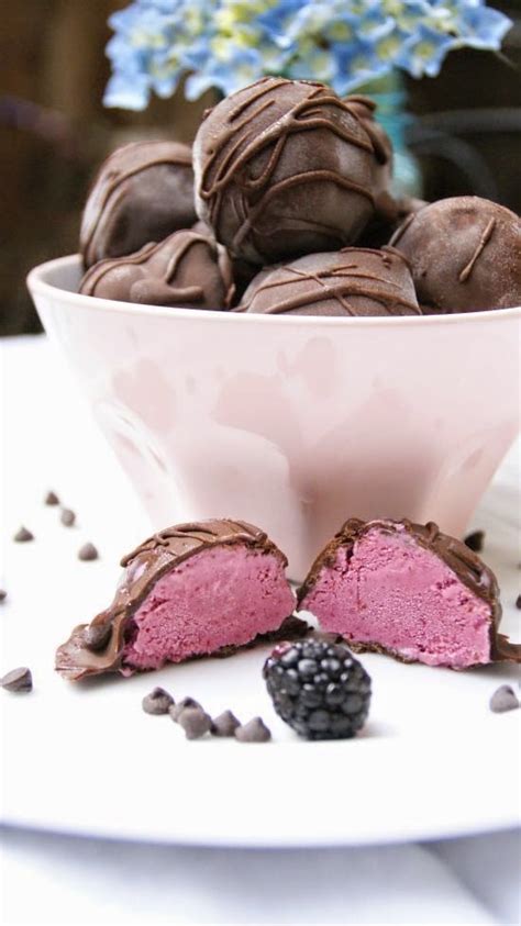 Blackberry Chocolate-Covered Ice Cream Bon Bons - Red and Honey