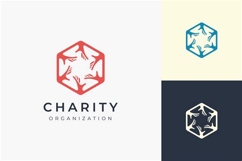 Solidarity or Charity logo template in hexagon and 6 hand shape 3284033 ...