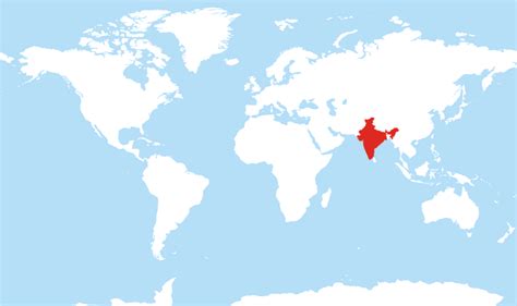 Where is India located on the World map?