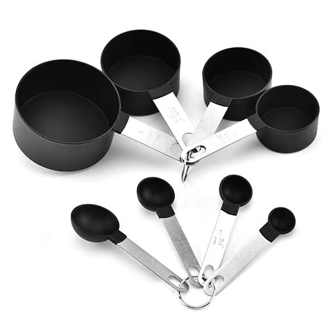 8 PCS/ Set Measuring Spoons Black Durable Stainless Steel Measuring ...