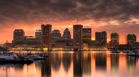 Baltimore City Skyline At Dusk Background, Pictures Of Baltimore ...