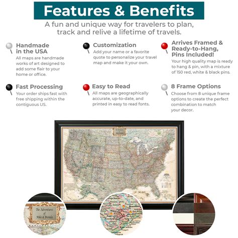 US Push Pin Travel Maps | Framed United States Maps with Pins