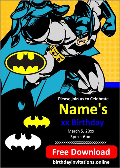 Batman Invitations Birthday Invitations