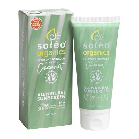 Soleo Organics All Natural Sunscreen SPF30 Everyday Formula Coconut (Extra Lite) 80g - Vegan Co