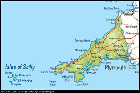 Cornwall and Isles of Scilly Political Regional Map | United Kingdom ...