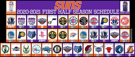 Suns Schedule 2020-21 (First Half) : r/suns