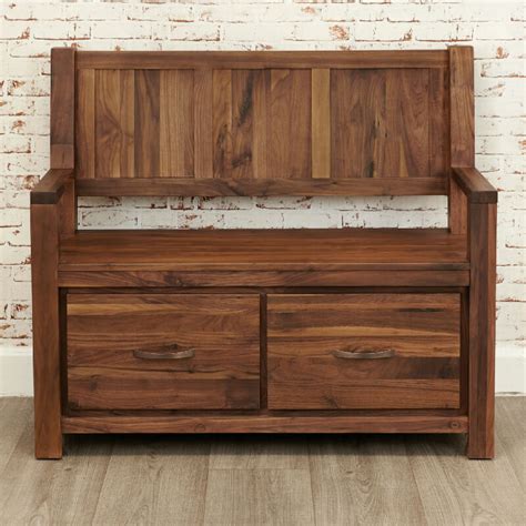 Solid Walnut Monks Bench with Shoe Storage, Assembled