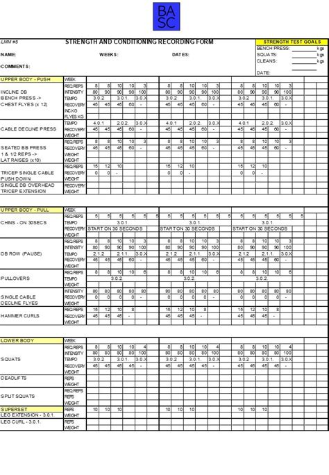 Gym Program Templates — BASC | Strength & Conditioning