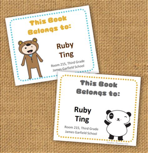 Kids book labels & Printables at Creativemamma.com | Free printable labels & templates, label ...