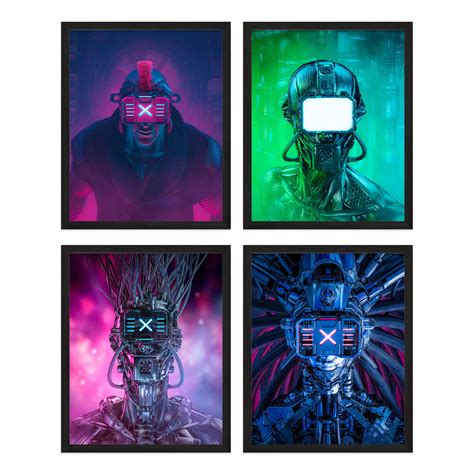 Buy Gaming s Futuristic Decor Cyberpunk - Set of 4 Gaming Gaming Wall ...