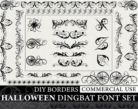 Halloween Vintage Ornaments Dingbat Font Icons. Antique DIY - Etsy