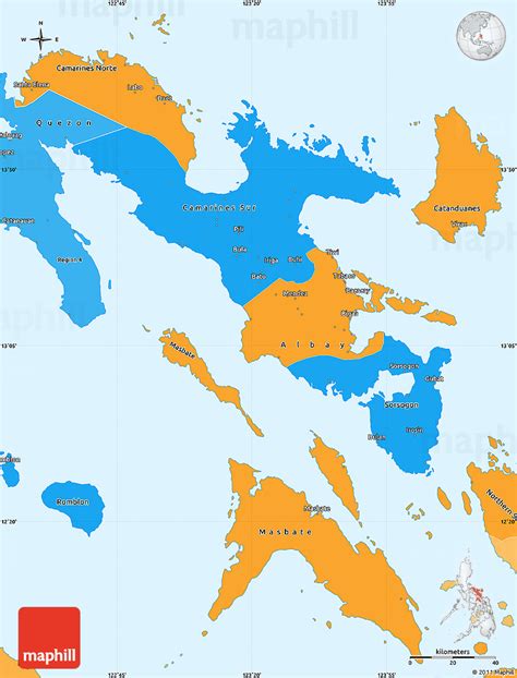 Political Simple Map of Region 5, political shades outside