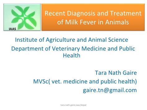 Recent diagnosis and treatment of milk fever in