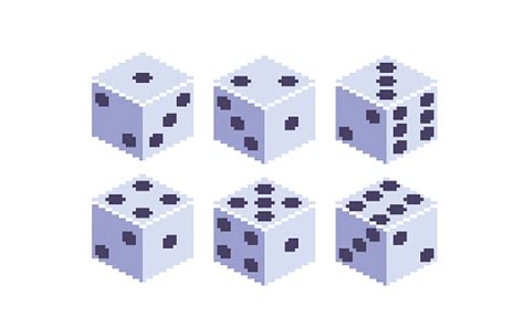 Dice Roll Pixel Art Set Playing Cube Sides Collection 8 Bit Sprite Stock Illustration - Download ...