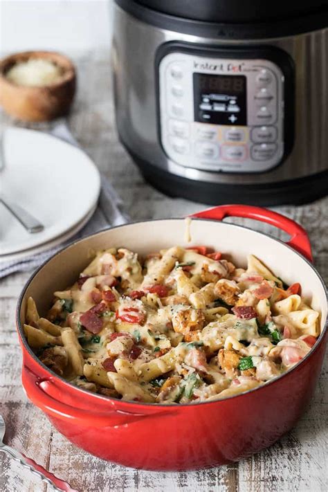 Pressure Cooker Chicken Bacon Penne Pasta in a Garlic Cream Sauce ...