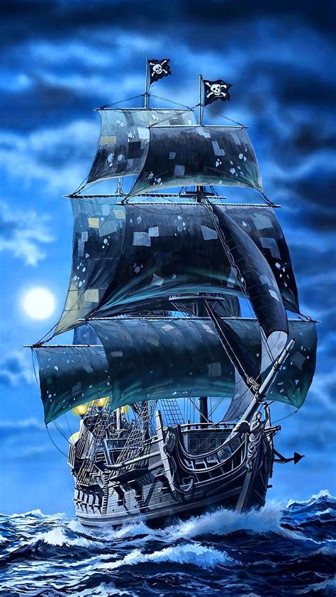 Black pearl sail ship, pirates, sea, art HD phone wallpaper | Pxfuel