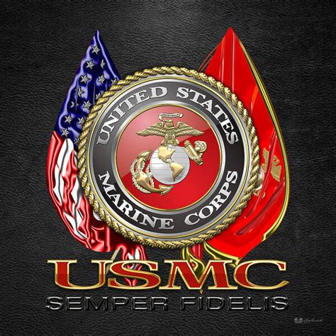 U. S. Marine Corps U S M C Emblem On Black Art Print by Serge Averbukh