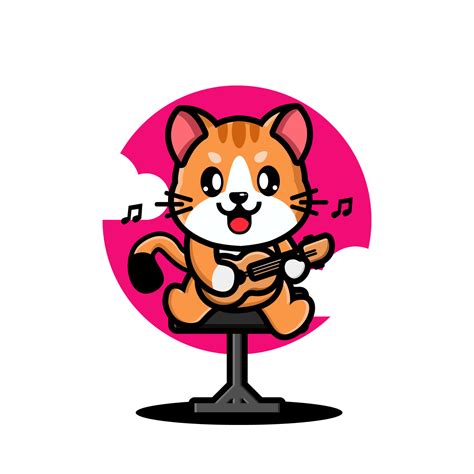 Cute cat playing guitar 9095780 Vector Art at Vecteezy