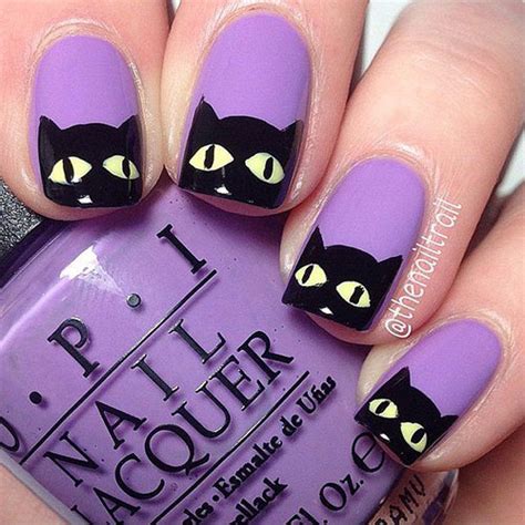 15+ Cute Halloween Themed Cat Nail Art Designs, Ideas, Trends & Stickers 2015 | Fabulous Nail ...