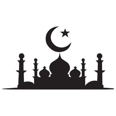 Islamic Mosque Vector Design illustration, Masjid vector Black color ...