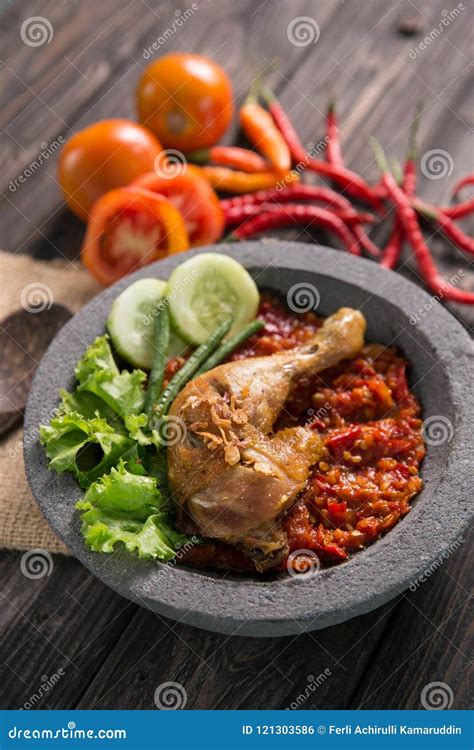 Ayam Penyet Traditional Spicy Sauce or Sambal Stock Photo - Image of vegetable, nature: 121303586