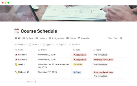 Course Schedule Template | Notion Marketplace