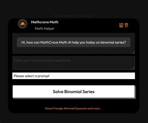 AI Binomial Series | Free Math Problem Solver With Steps MathCrave