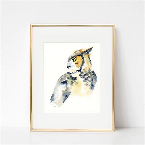 Great Horned Owl Watercolor Print - Etsy