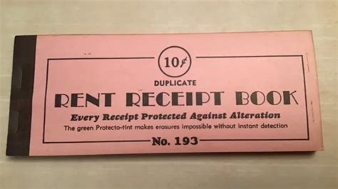 DUPLICATE RENT RECEIPT Book w/ One Carbon Sheet 40 Ct (2 sheets) Unused Clean $9.99 - PicClick