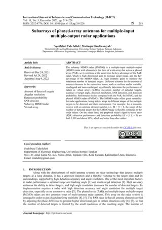 Subarrays of phased-array antennas for multiple-input multiple-output ...