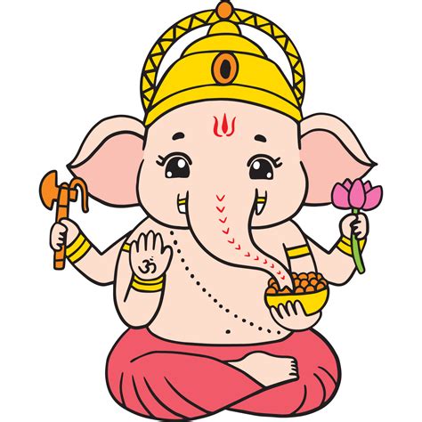 Cartoon cute Ganesha in Hindu god clipart. 21221529 PNG