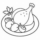Coloring Page roasted chicken On A Plate With Tomatos  Premium AI sketch template