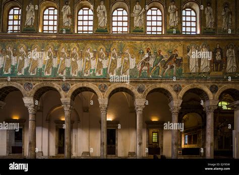 detail of mosaics, the Basilica of Sant' Apollinare Nuovo, Ravenna ...