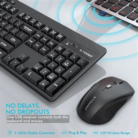 E-Yooso E-777 Wireless Keyboard & Mouse Combo (Black)