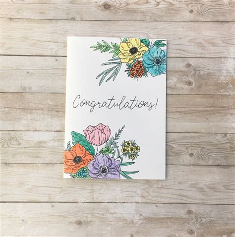 Congratulations Flower Card - Etsy