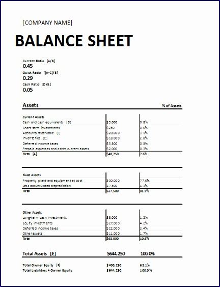 10 Comparative Balance Sheet - Excel Templates