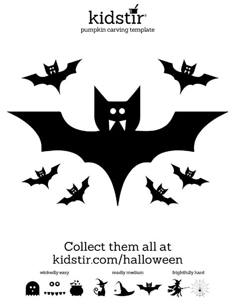 Bat Pumpkin Carving Template - Kidstir Download Printable PDF | Templateroller