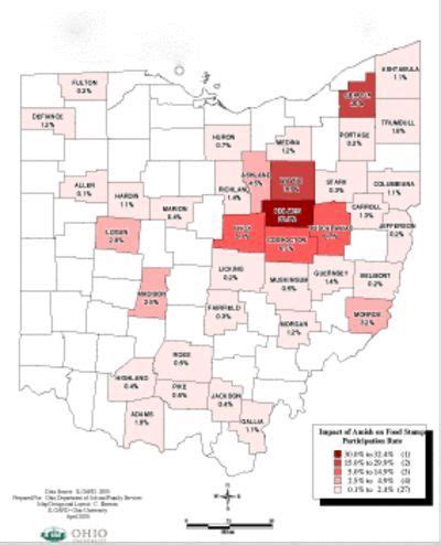 Map of Ohio Showing Amish Population Distribution