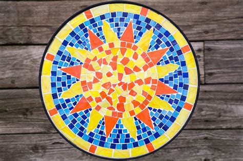 Sun Mosaic Table | Arts & Entertainment Stock Photos ~ Creative Market