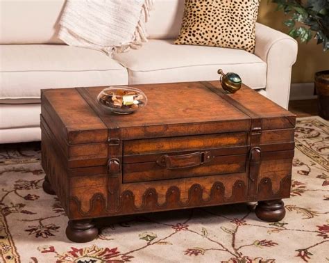 Rustic Storage Trunk Coffee Table Wood Suitcase With Legs | Interior ...