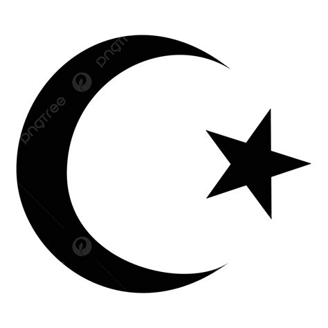 Simple Black Crescent And Star Islam Symbol With 5 Corners Vector, Holy, Culture, Islamic PNG ...