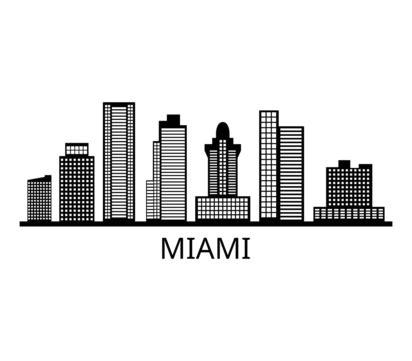 Miami Skyline Miami Historic Symbol Vector, Miami, Historic, Symbol PNG and Vector with ...