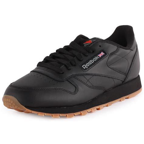 Reebok Classic Leather Mens Leather Black GUM Trainers NEW Shoes ALL ...