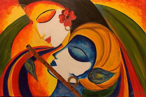 Modern Art Paintings Of Radha Krishna