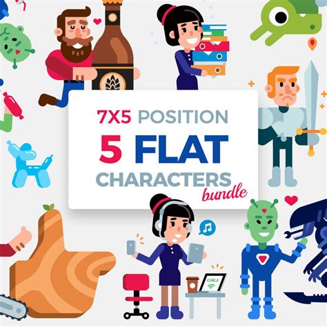 5 Vector Flat Characters Bundle - $18 - Master Bundles