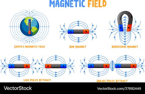 Magnetic field different types set Royalty Free Vector Image