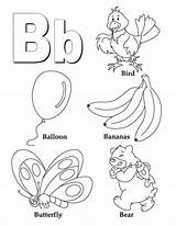 Alphabet Coloring Pages B Word Printable  Letter b coloring sketch template